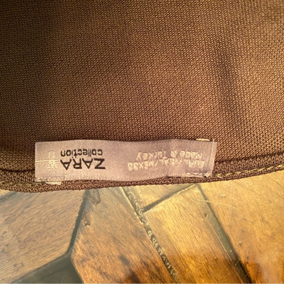 Zara tan/brown asymmetrical hem multi layer wide neck long sleeve shirt - Picture 16 of 16